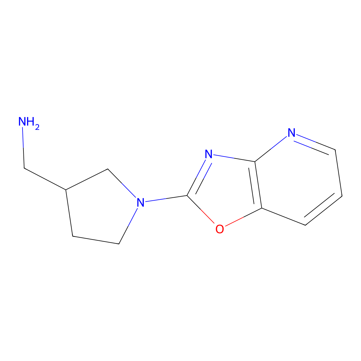 (1-(Oxazolo[4,5-b]pyridin-2-yl)pyrrolidin-3-yl)methanamine molecular structure, CAS 1035840-17-5