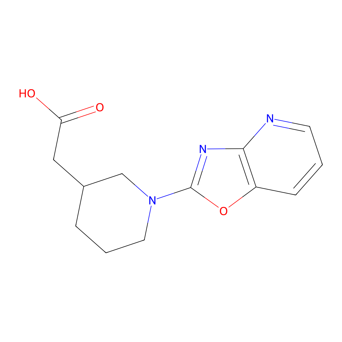 (1-[1,3]Oxazolo[4,5-b]pyridin-2-ylpiperidin-3-yl)acetic acid molecular structure, CAS 1035840-21-1