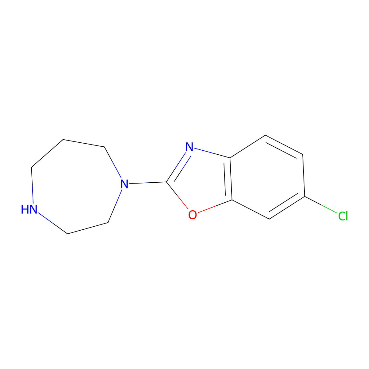 6-Chloro-2-(1,4-diazepan-1-yl)-1,3-benzoxazole molecular structure, CAS 1035840-25-5