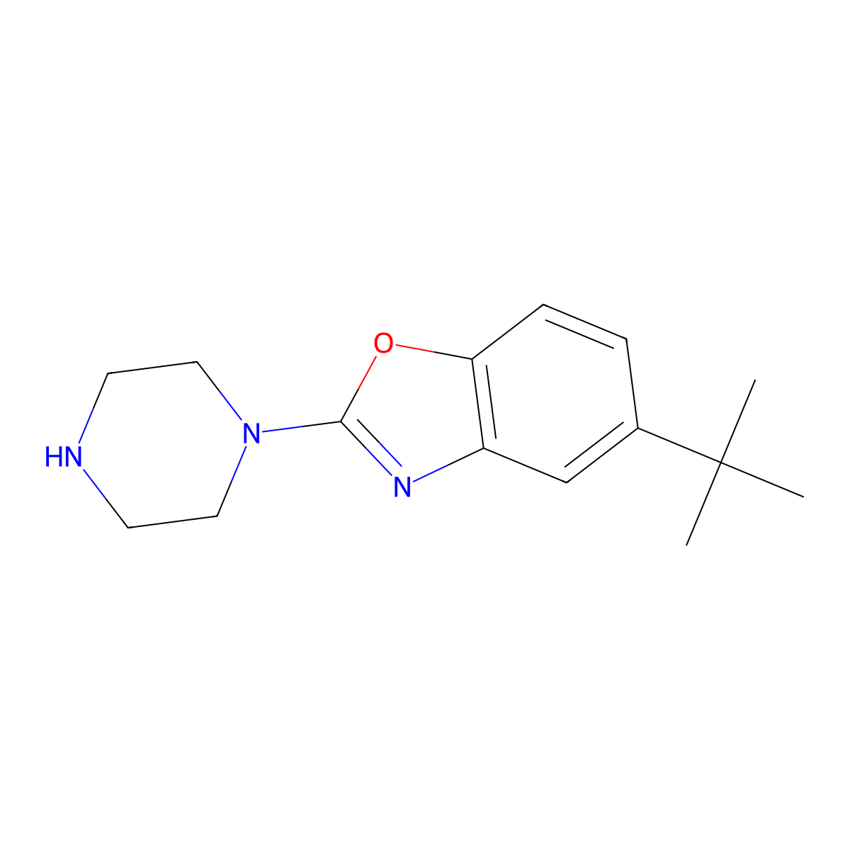 5-Tert-butyl-2-piperazin-1-yl-1,3-benzoxazole molecular structure, CAS 1035840-29-9