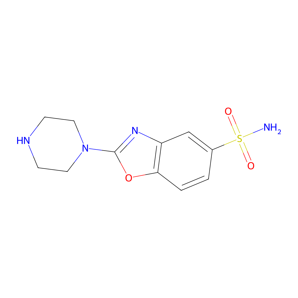 2-Piperazin-1-yl-1,3-benzoxazole-5-sulfonamide molecular structure, CAS 1035840-39-1