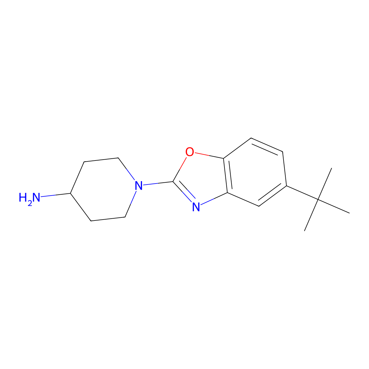 1-(5-Tert-butyl-1,3-benzoxazol-2-yl)piperidin-4-amine molecular structure, CAS 1035840-48-2