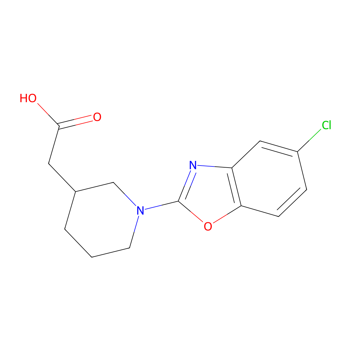 [1-(5-Chloro-1,3-benzoxazol-2-yl)piperidin-3-yl]acetic acid molecular structure, CAS 1035840-57-3