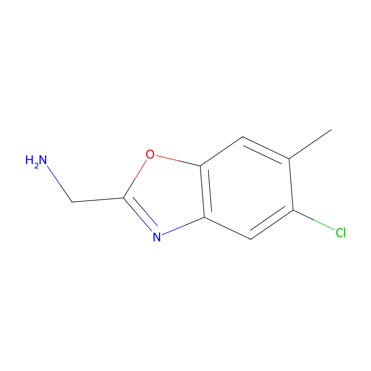 (5-Chloro-6-methylbenzo[d]oxazol-2-yl)methanamine molecular structure, CAS 1035840-75-5