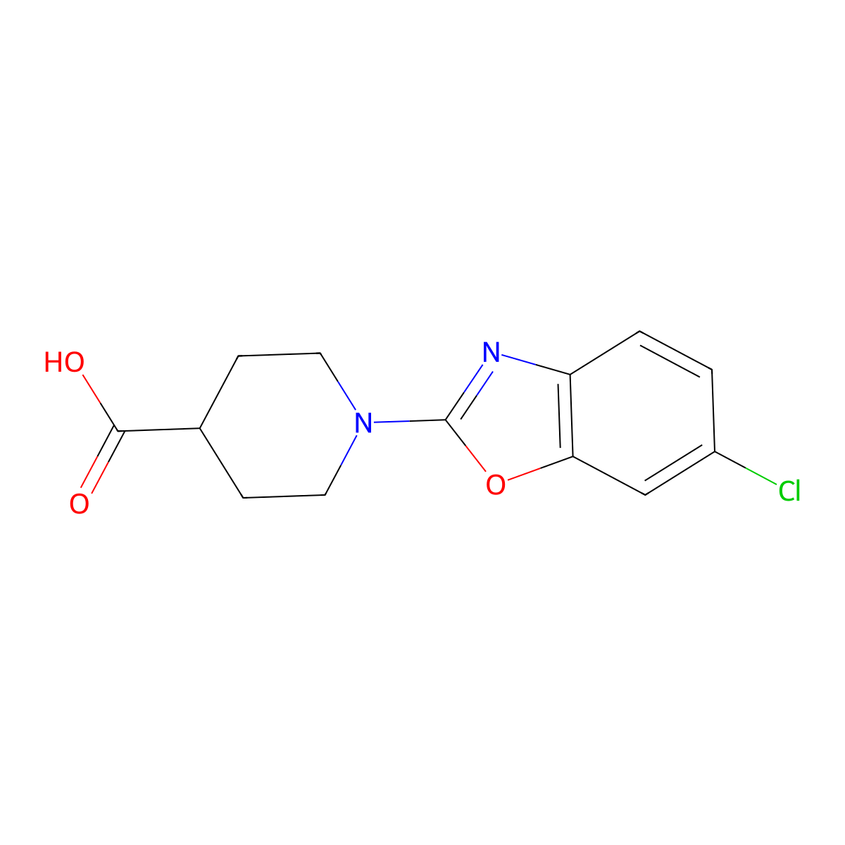 1-(6-Chloro-1,3-benzoxazol-2-yl)piperidine-4-carboxylic acid molecular structure, CAS 1035840-81-3