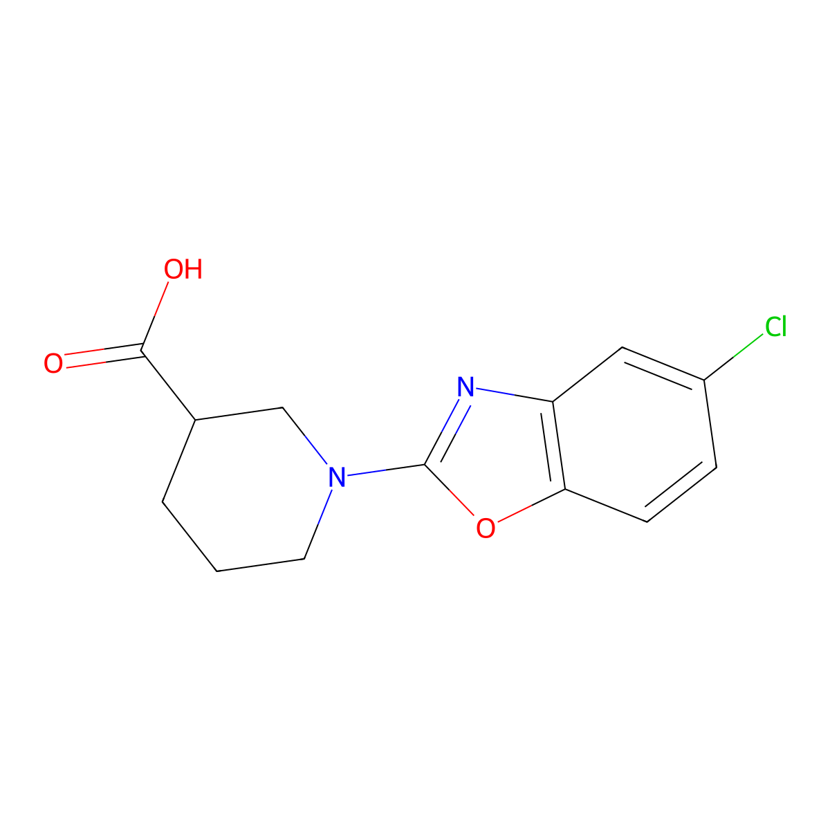1-(5-Chloro-1,3-benzoxazol-2-yl)piperidine-3-carboxylic acid molecular structure, CAS 1035840-87-9