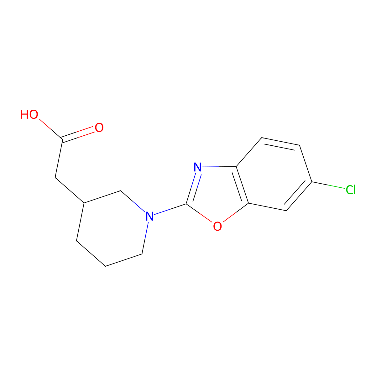 [1-(6-Chloro-1,3-benzoxazol-2-yl)piperidin-3-yl]acetic acid molecular structure, CAS 1035840-96-0