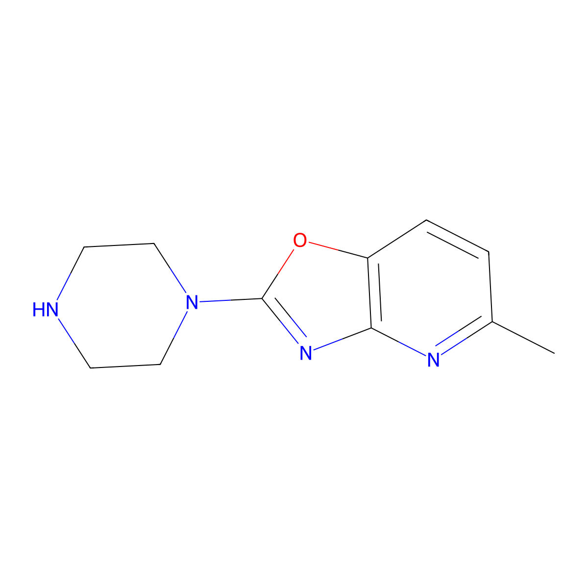 5-Methyl-2-piperazin-1-yl[1,3]oxazolo[4,5-b]pyridine molecular structure, CAS 1035840-99-3