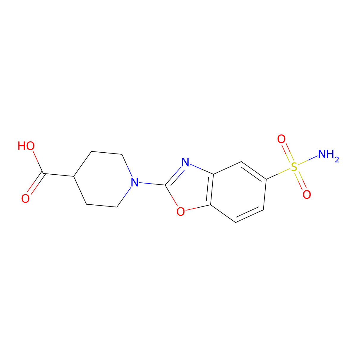1-[5-(Aminosulfonyl)-1,3-benzoxazol-2-yl]piperidine-4-carboxylic acid molecular structure, CAS 1035841-03-2