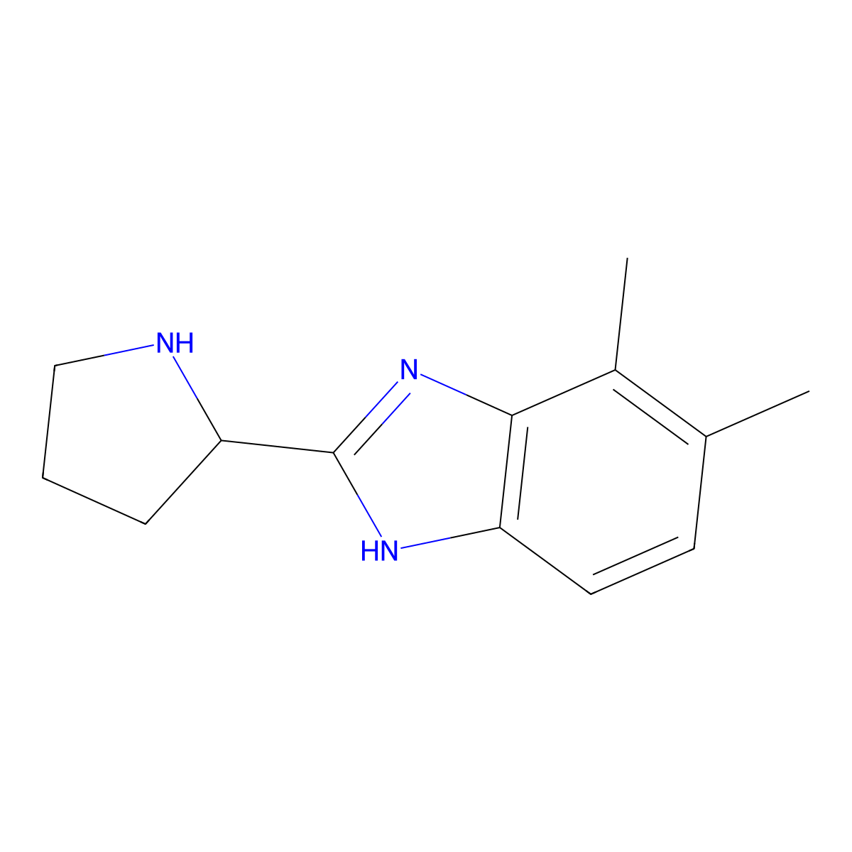 4,5-dimethyl-2-pyrrolidin-2-yl-1H-benzimidazole molecular structure, CAS 1035841-11-2