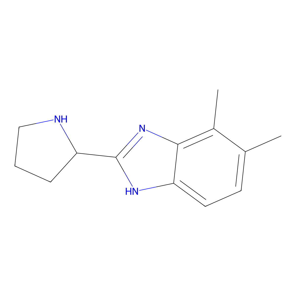 4,5-dimethyl-2-pyrrolidin-2-yl-1H-benzimidazole molecular structure, CAS 1035841-11-2