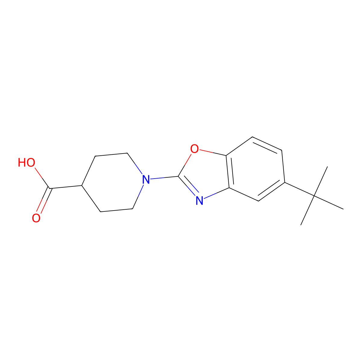 1-(5-Tert-butyl-1,3-benzoxazol-2-yl)piperidine-4-carboxylic acid molecular structure, CAS 1035841-19-0