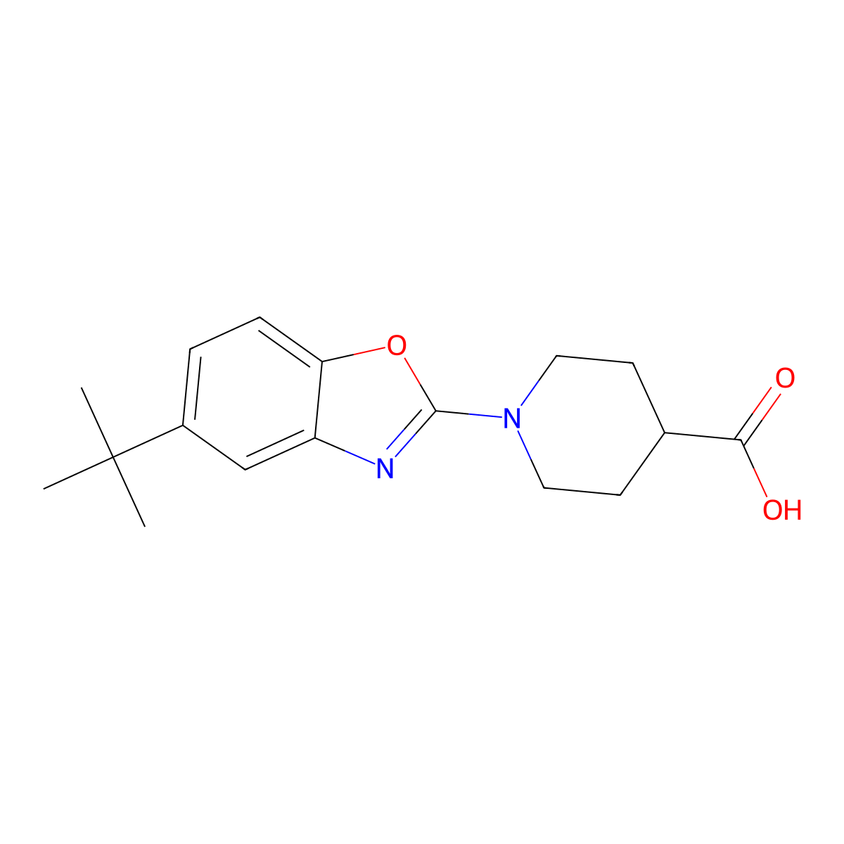 1-(5-Tert-butyl-1,3-benzoxazol-2-yl)piperidine-4-carboxylic acid molecular structure, CAS 1035841-19-0