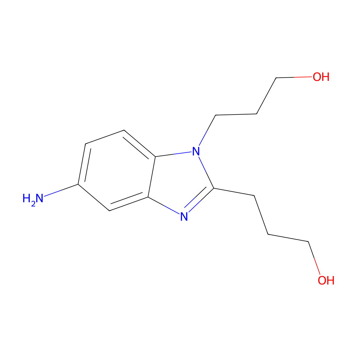 3-[5-Amino-2-(3-hydroxy-propyl)-benzoimidazol-1-yl]-propan-1-ol molecular structure, CAS 1035843-34-5