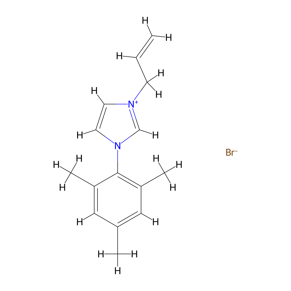 1-Allyl-3-(2,4,6-trimethylphenyl) imidazolium bromide molecular structure, CAS 1035844-55-3