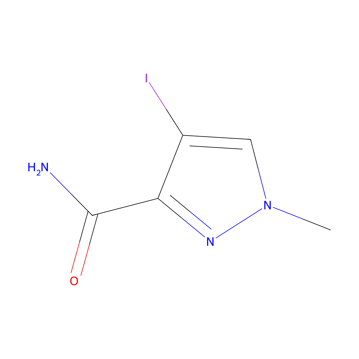 4-Iodo-1-methyl-1H-pyrazole-3-carboxamide molecular structure, CAS 103589-72-6