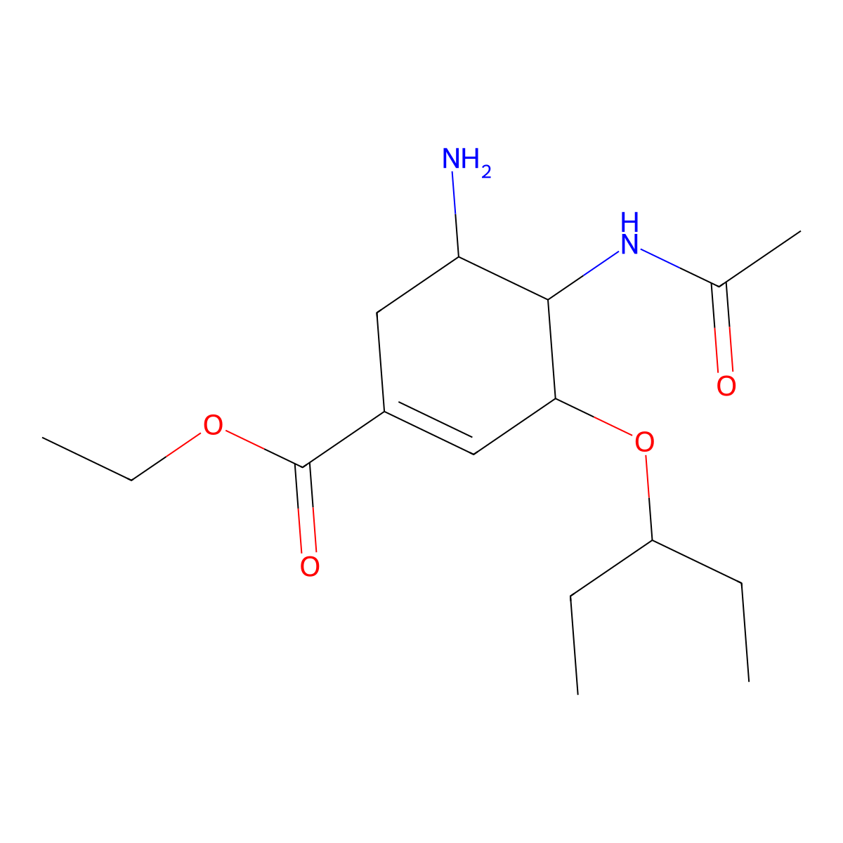 ethyl (3S,4S,5R)-4-acetamido-5-amino-3-pentan-3-yloxycyclohexene-1-carboxylate molecular structure, CAS 1035895-88-5