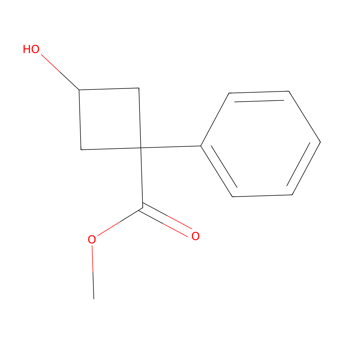 Methyl 3-hydroxy-1-phenylcyclobutane-1-carboxylate molecular structure, CAS 1035897-58-5