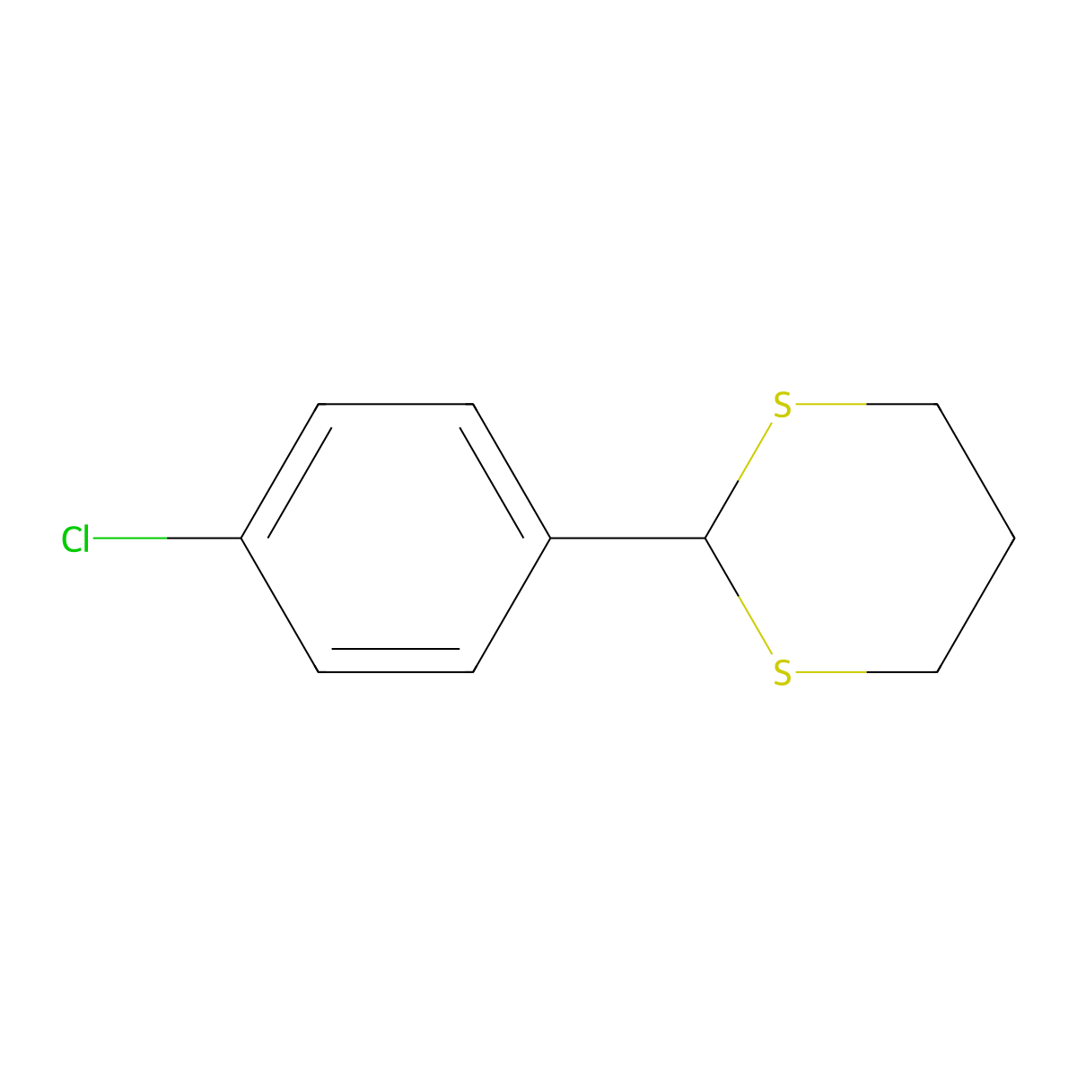 2-(4-Chlorophenyl)-1,3-dithiane molecular structure, CAS 10359-09-8