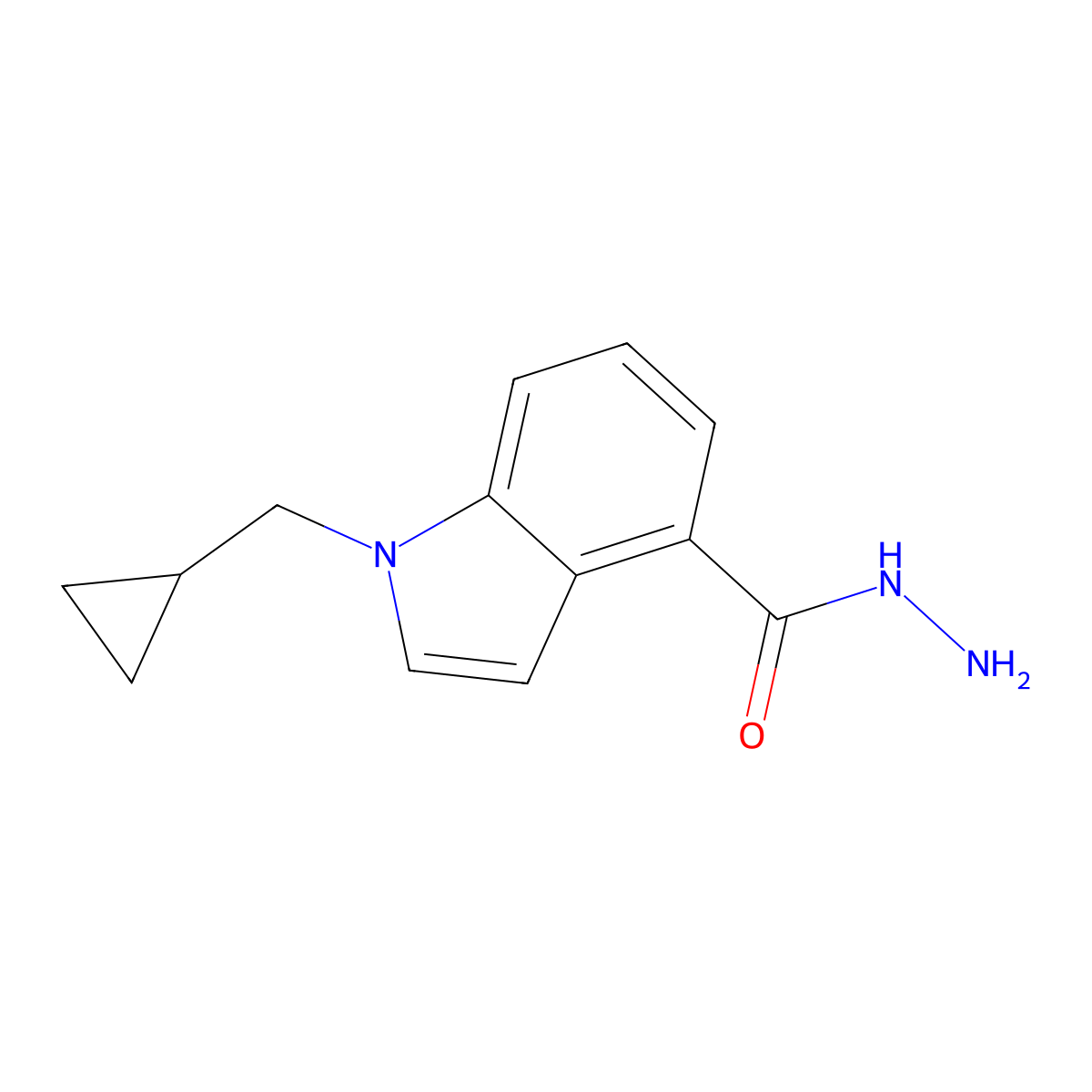 1-(Cyclopropylmethyl)-1H-indole-4-carboxylic acid hydrazide molecular structure, CAS 1035927-98-0