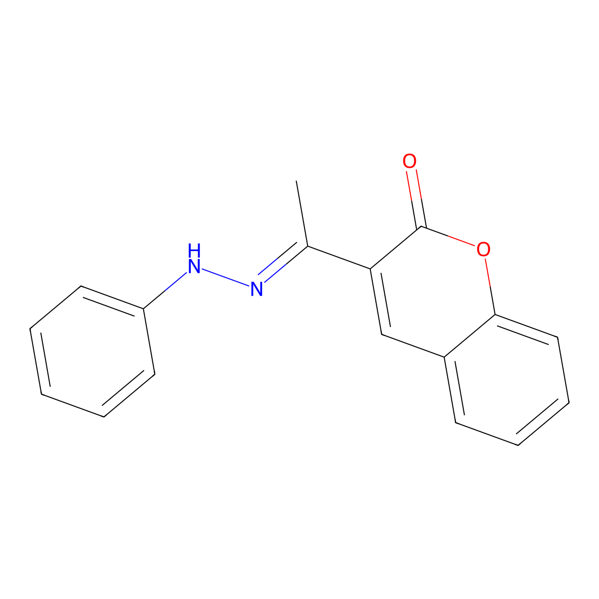 2H-1-Benzopyran-2-one, 3-[1-(phenylhydrazono)ethyl]- molecular structure, CAS 103593-74-4