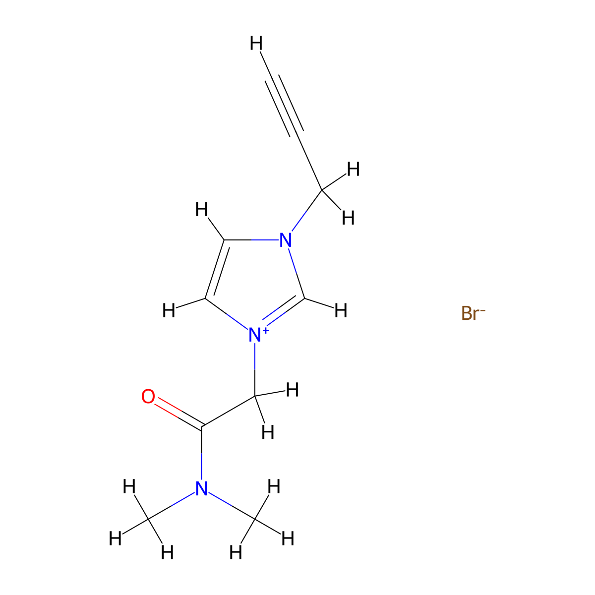 N,N-dimethyl-2-(3-prop-2-ynylimidazol-1-ium-1-yl)acetamide bromide molecular structure, CAS 1035960-38-3