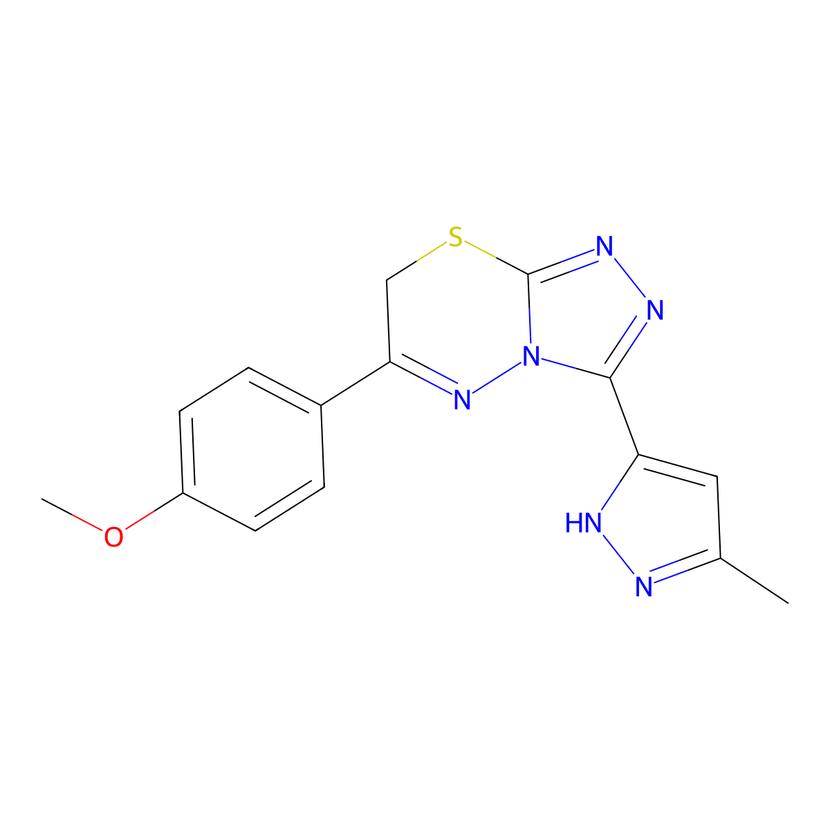 6-(4-methoxyphenyl)-3-(5-methyl-1H-pyrazol-3-yl)-7H-[1,2,4]triazolo[3,4-b][1,3,4]thiadiazine molecular structure, CAS 1035963-82-6