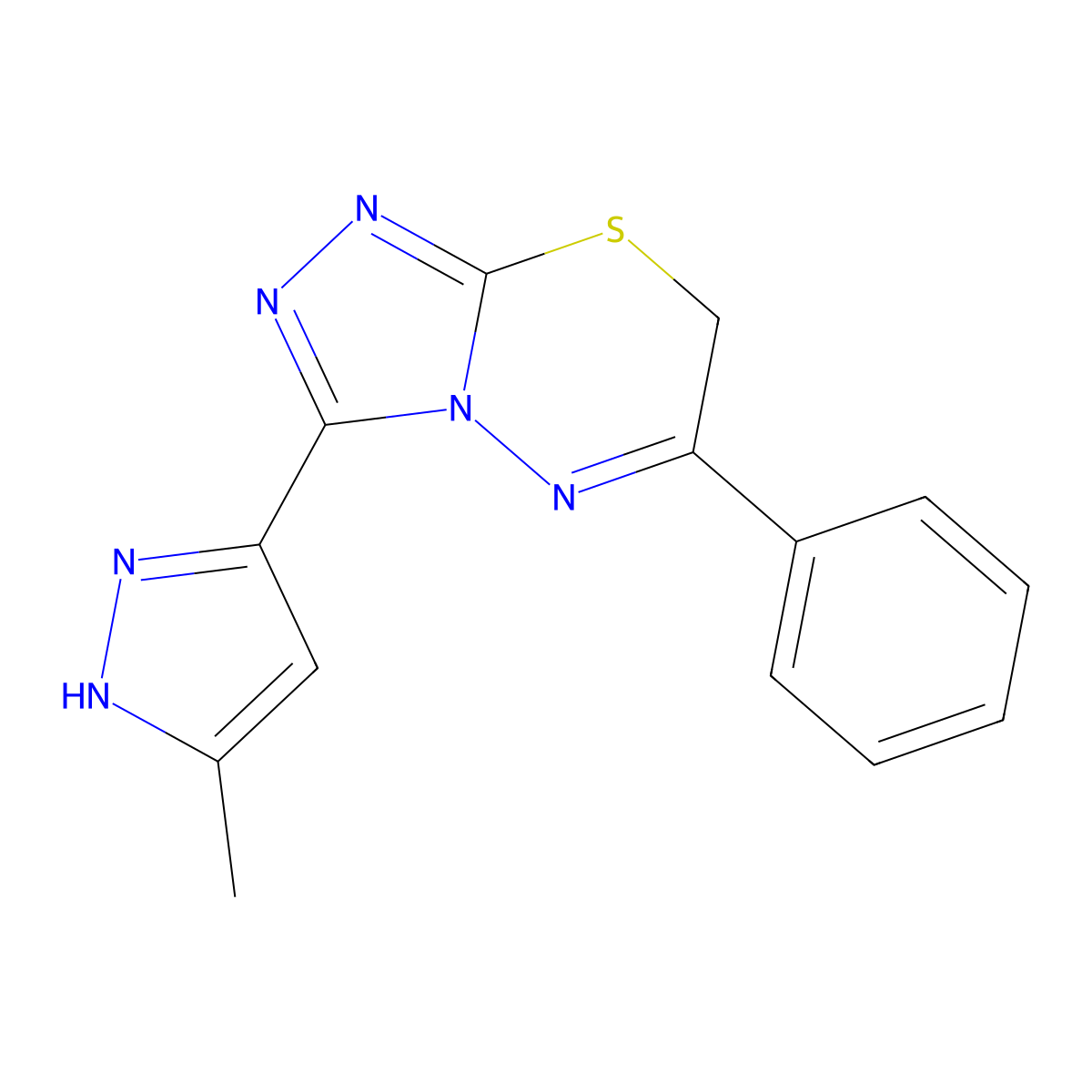 3-(5-methyl-1H-pyrazol-3-yl)-6-phenyl-7H-[1,2,4]triazolo[3,4-b][1,3,4]thiadiazine molecular structure, CAS 1035964-01-2