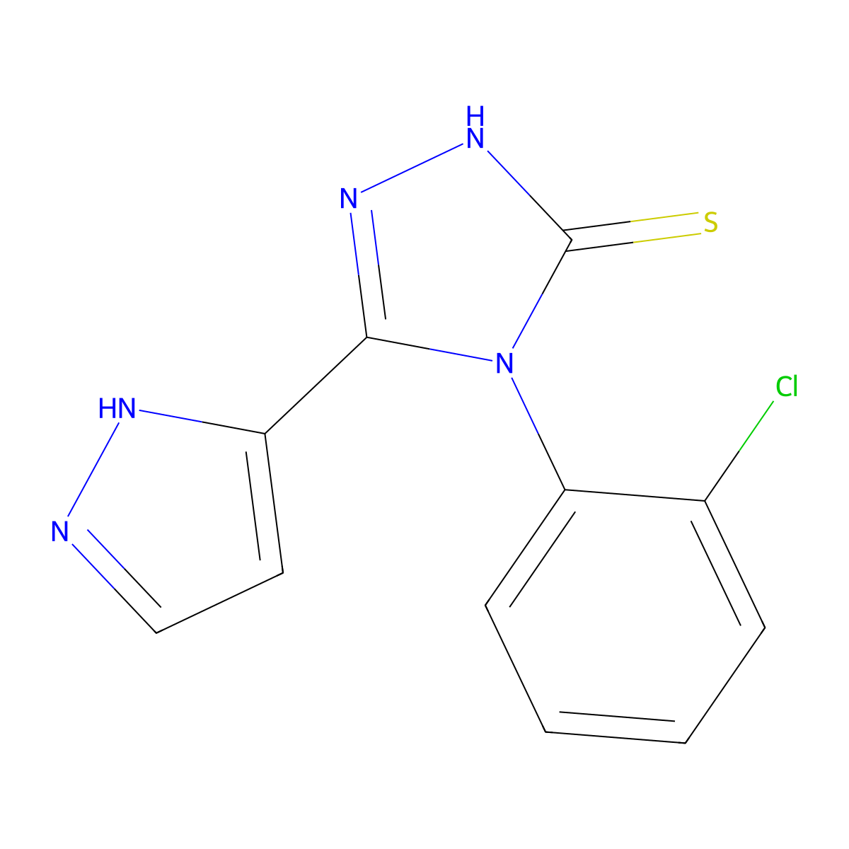 4-(2-chlorophenyl)-3-(1H-pyrazol-5-yl)-1H-1,2,4-triazole-5-thione molecular structure, CAS 1035974-30-1