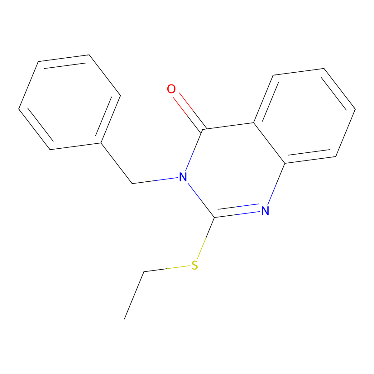3-benzyl-2-(ethylsulfanyl)-4(3H)-quinazolinone molecular structure, CAS 1036-22-2