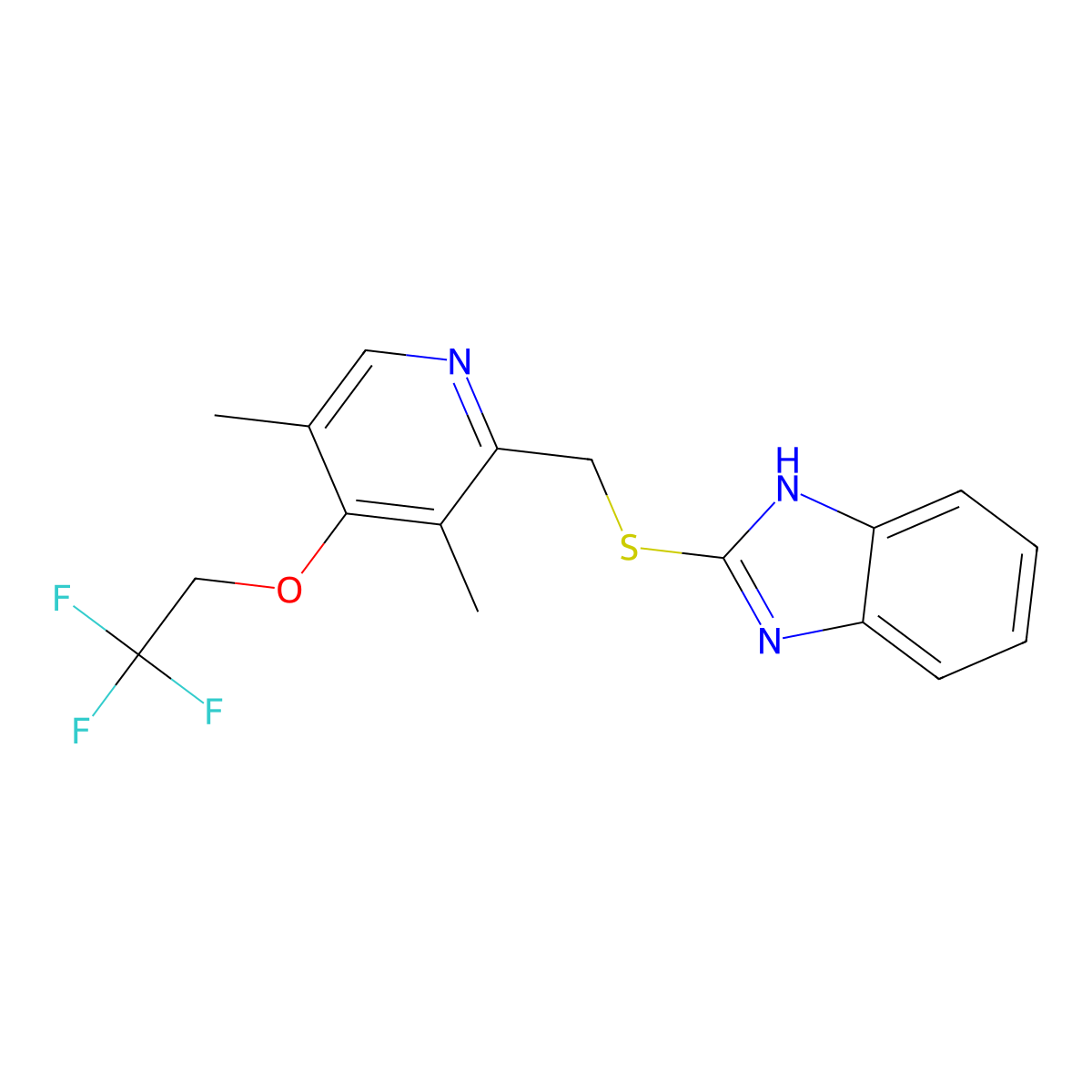 2-({[3,5-Dimethyl-4-(2,2,2-trifluoroethoxy)pyridin-2-yl]methyl}sulfanyl)-1H-benzimidazole molecular structure, CAS 103602-42-2