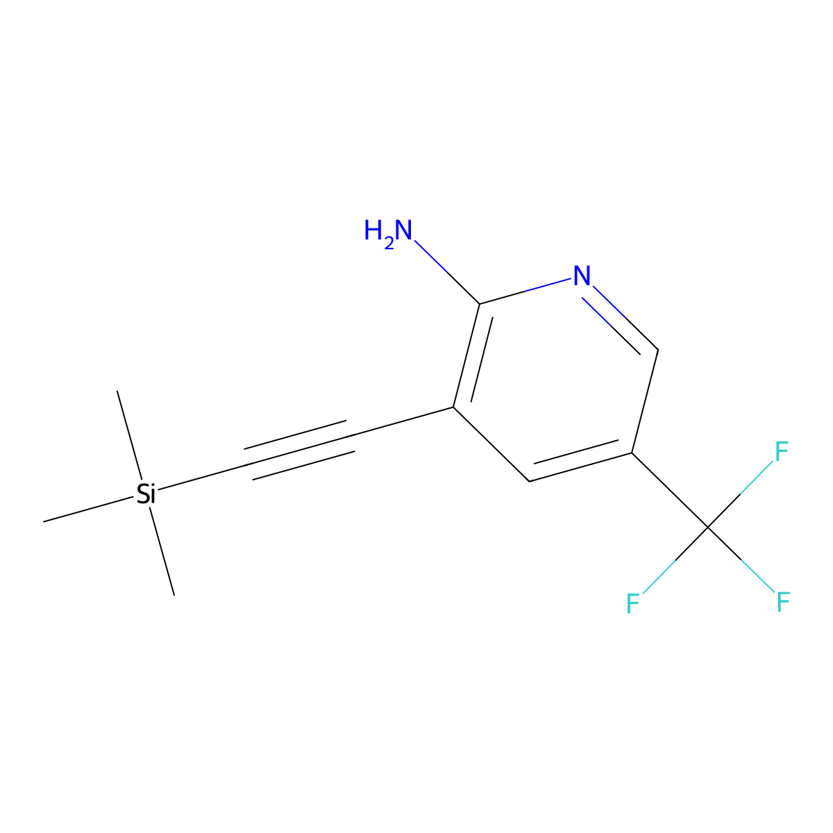 5-(Trifluoromethyl)-3-((trimethylsilyl)ethynyl)-pyridin-2-amine molecular structure, CAS 1036027-52-7
