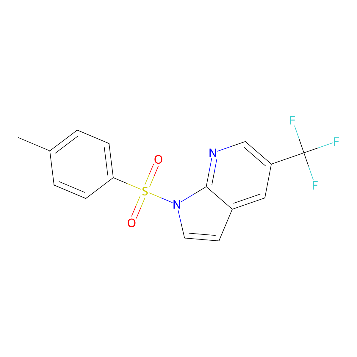 1H-Pyrrolo[2,3-B]pyridine, 1-[(4-methylphenyl)sulfonyl]-5-(trifluoromethyl)- molecular structure, CAS 1036027-56-1