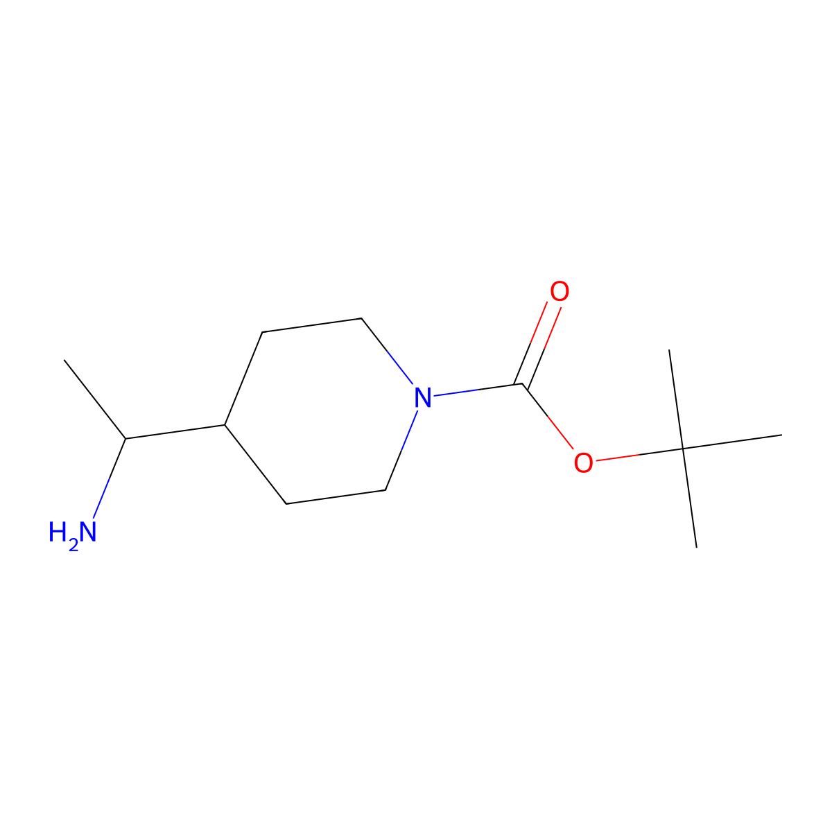tert-butyl 4-((1R)-1-aminoethyl)piperidine-1-carboxylate molecular structure, CAS 1036027-86-7