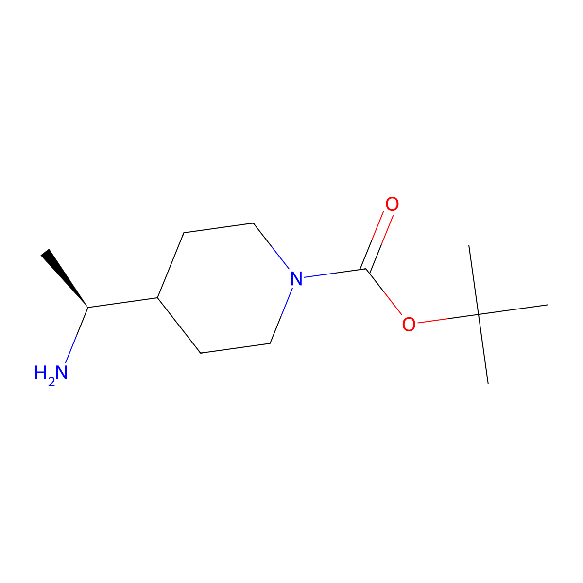 (S)-tert-Butyl 4-(1-aminoethyl)piperidine-1-carboxylate molecular structure, CAS 1036027-87-8