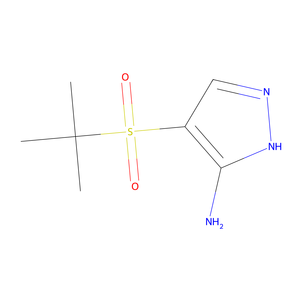 Pyrazol-5-amine, 4-tert-butylsulfonyl- molecular structure, CAS 1036033-16-5