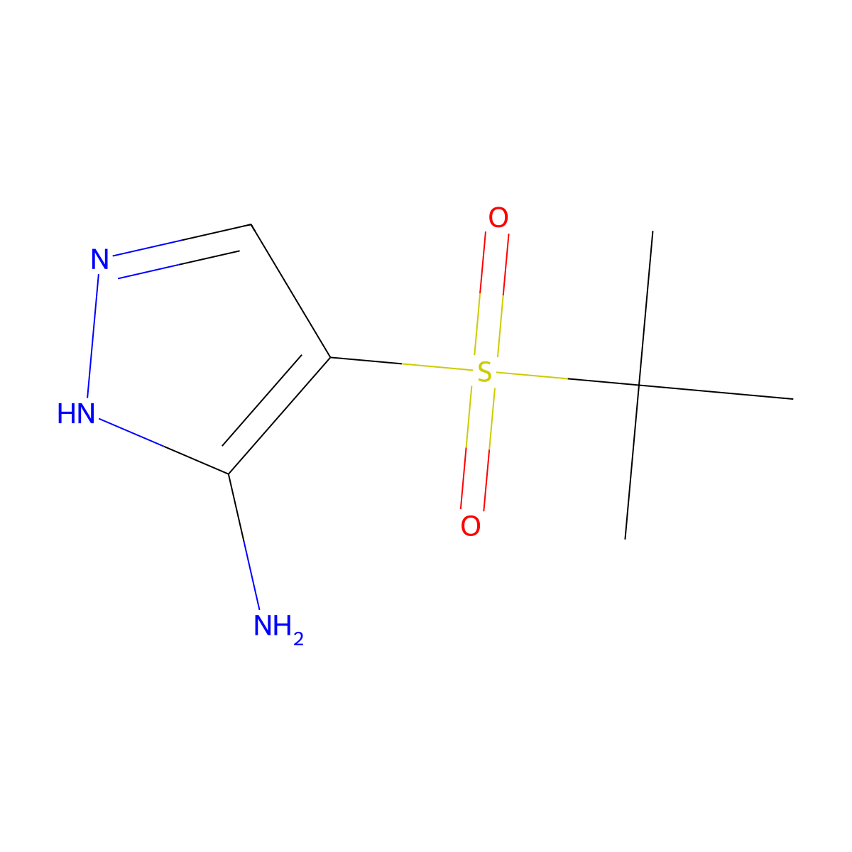Pyrazol-5-amine, 4-tert-butylsulfonyl- molecular structure, CAS 1036033-16-5