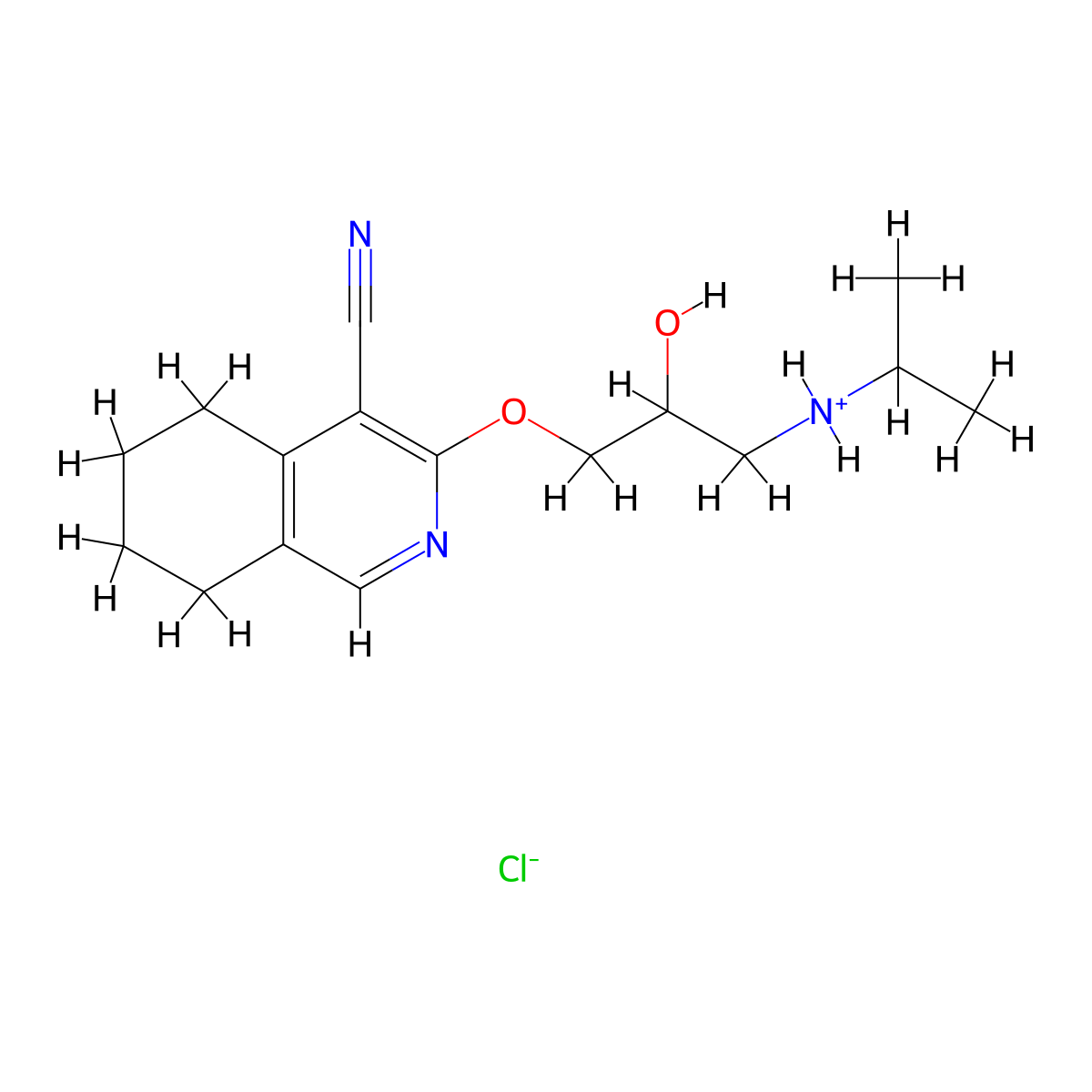 4-Isoquinolinecarbonitrile, 5,6,7,8-tetrahydro-3-(2-hydroxy-3-(1-methylethyl)amino)propoxy)-,monohydrochloride molecular structure, CAS 103607-59-6