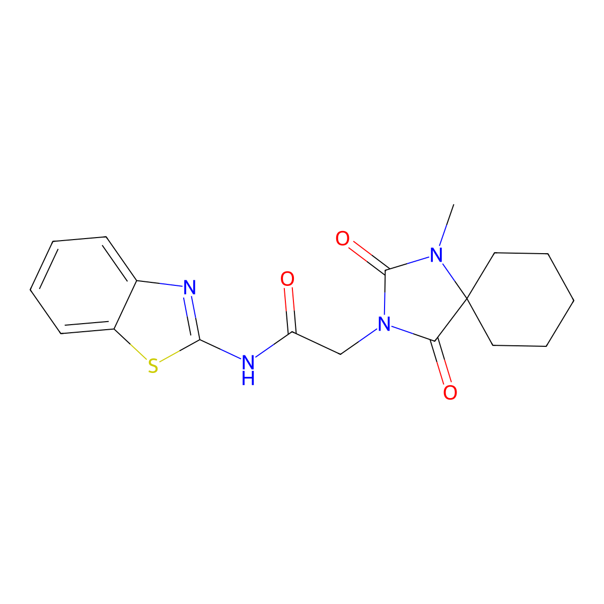 N-(1,3-benzothiazol-2-yl)-2-(1-methyl-2,4-dioxo-1,3-diazaspiro[4.5]dec-3-yl)acetamide molecular structure, CAS 1036076-50-2