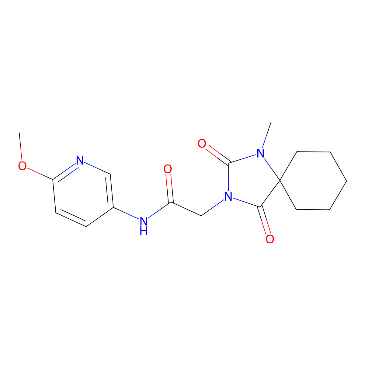 N-(6-methoxypyridin-3-yl)-2-(1-methyl-2,4-dioxo-1,3-diazaspiro[4.5]dec-3-yl)acetamide molecular structure, CAS 1036097-31-0