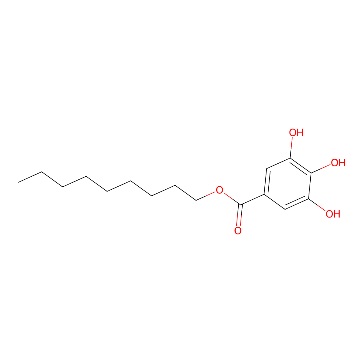 Nonyl Gallate molecular structure, CAS 10361-11-2