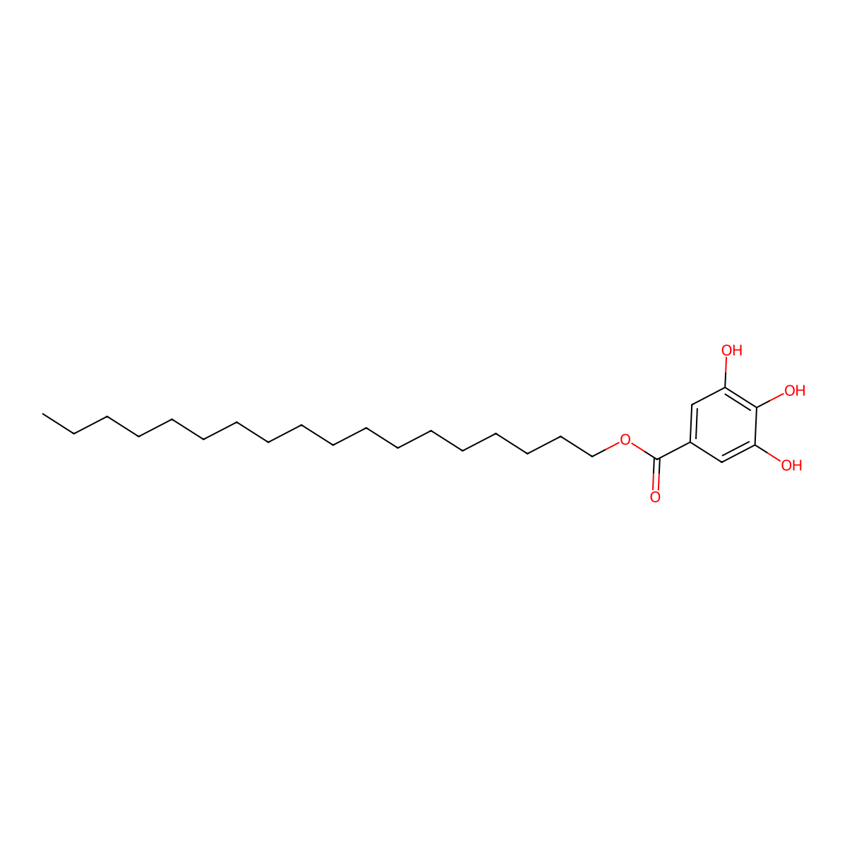 Stearyl gallate molecular structure, CAS 10361-12-3