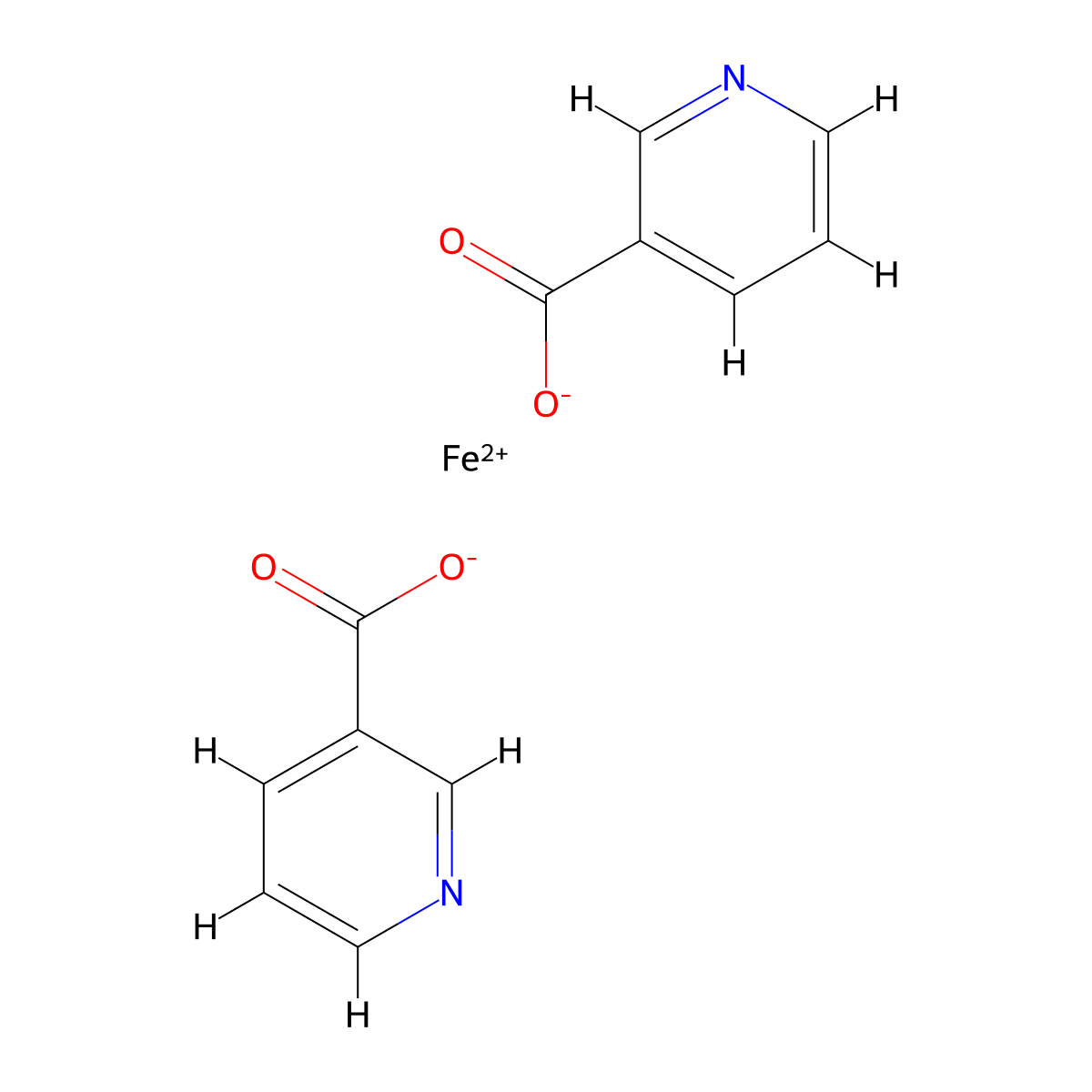 Ferrous nicotinate molecular structure, CAS 10361-13-4