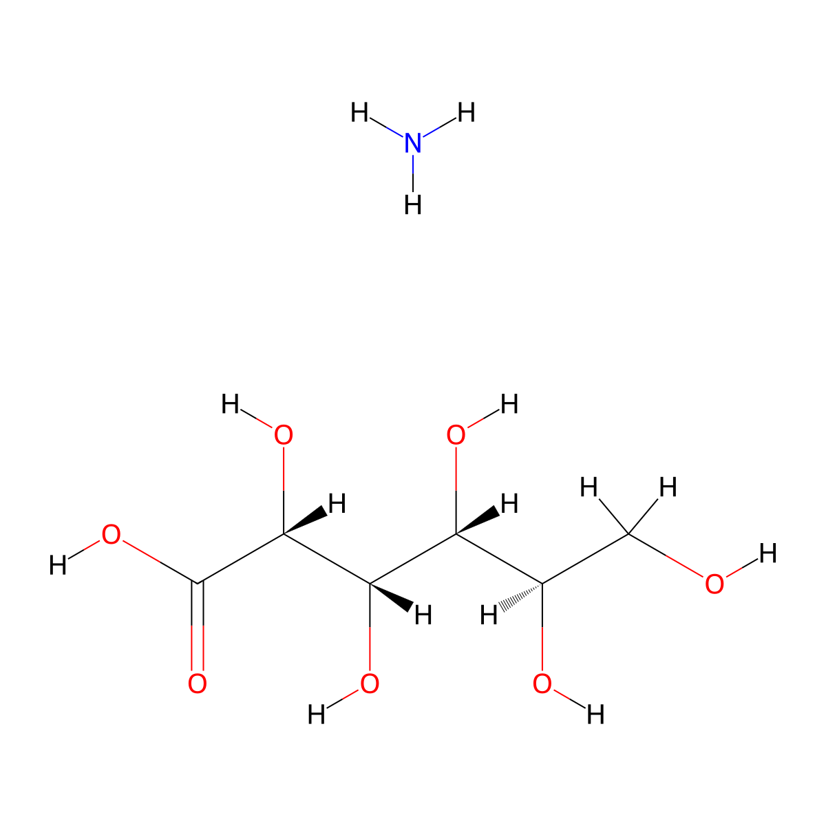 Ammonium gluconate molecular structure, CAS 10361-31-6