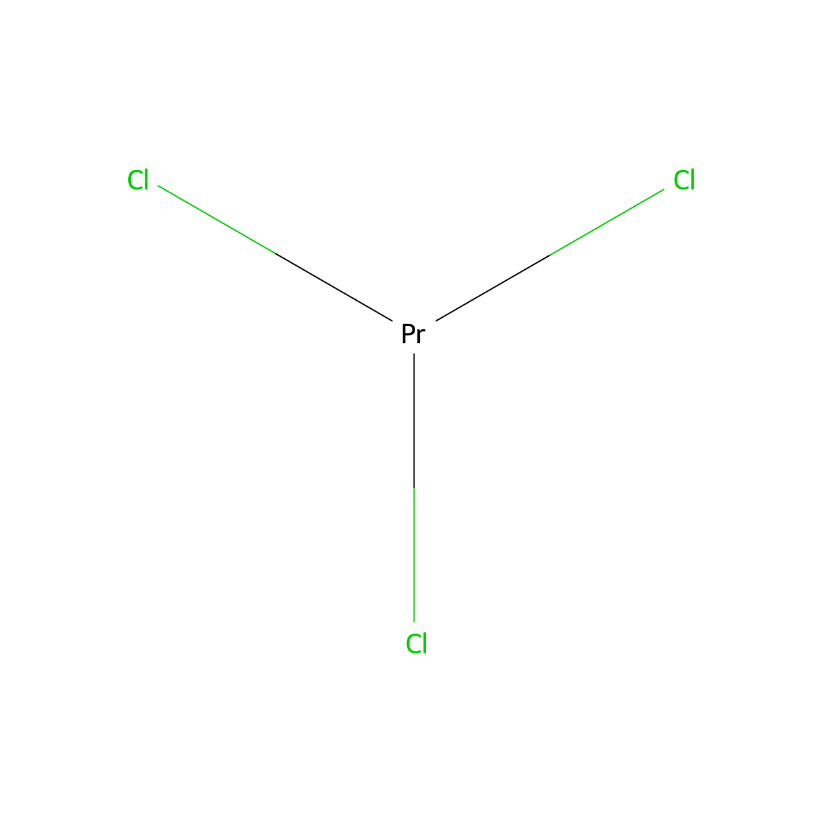 Praseodymium chloride molecular structure, CAS 10361-79-2