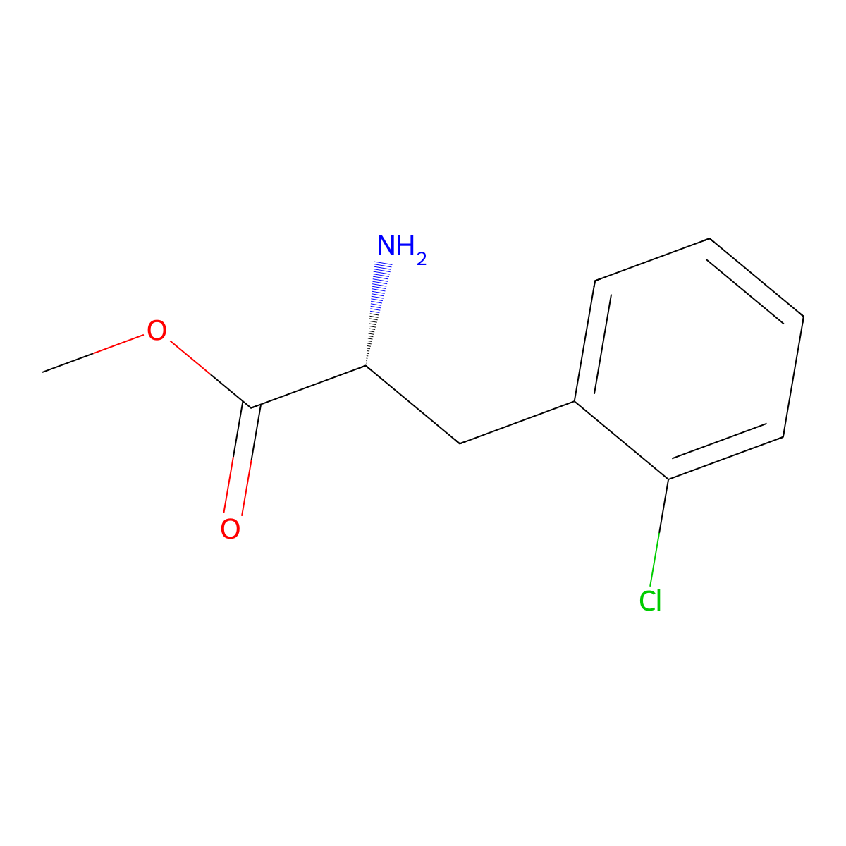 Methyl (2R)-2-amino-3-(2-chlorophenyl)propanoate molecular structure, CAS 103616-88-2