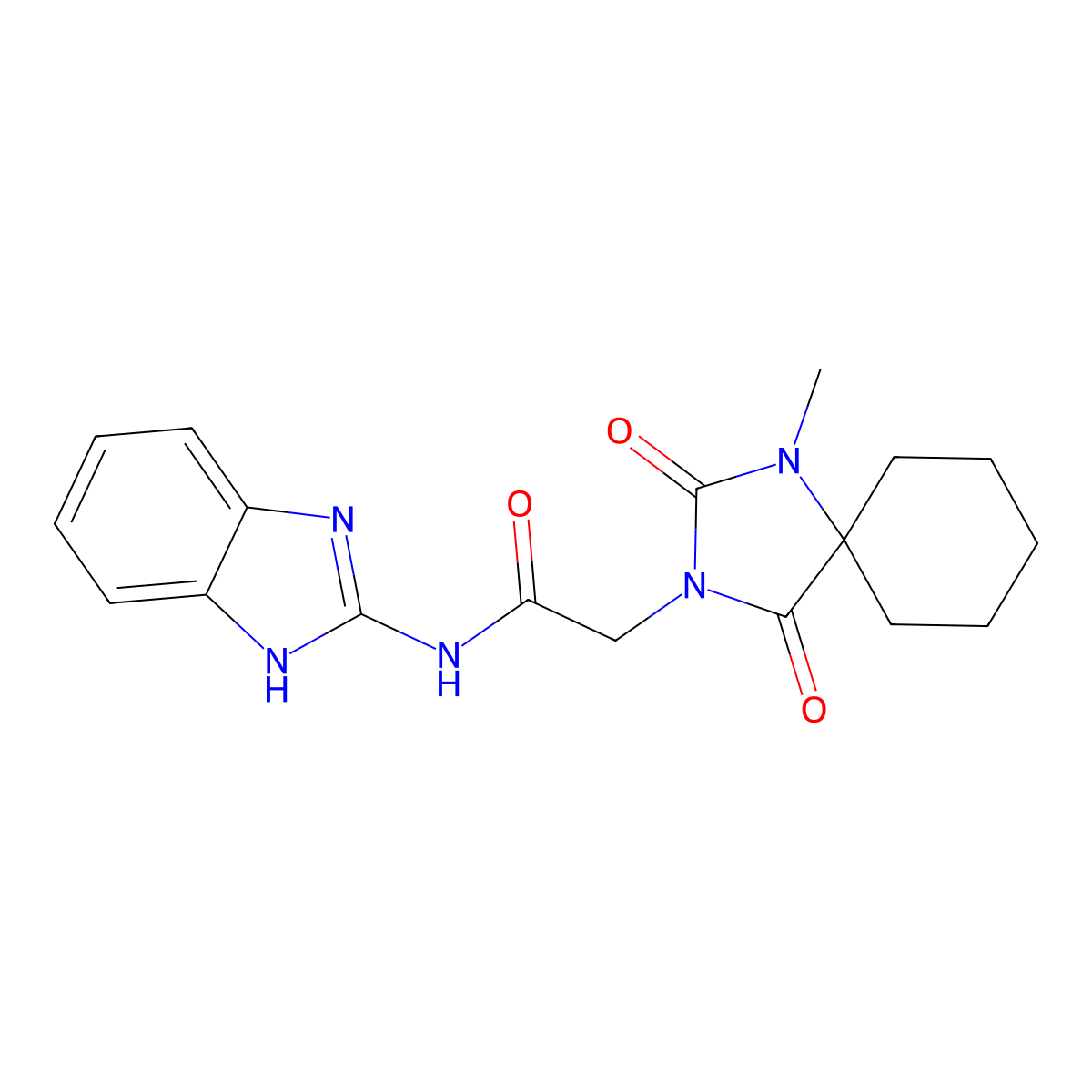 N-(1H-1,3-benzodiazol-2-yl)-2-{1-methyl-2,4-dioxo-1,3-diazaspiro[4.5]decan-3-yl}acetamide molecular structure, CAS 1036183-41-1