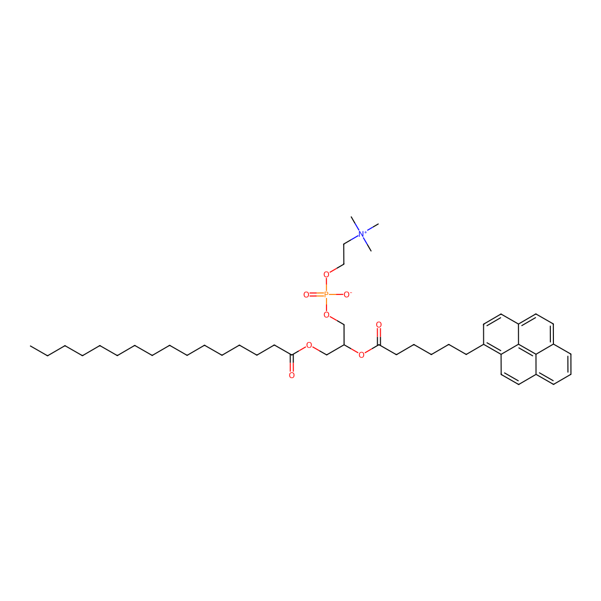 1-Palmitoyl-2-(pyren-1-yl)hexanoyl-sn-glycero-3-phosphocholine molecular structure, CAS 103625-33-8