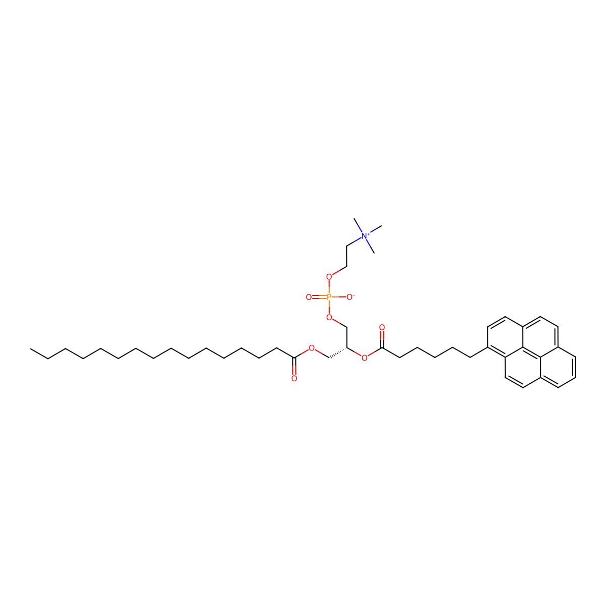 1-Palmitoyl-2-(pyren-1-yl)hexanoyl-sn-glycero-3-phosphocholine molecular structure, CAS 103625-33-8