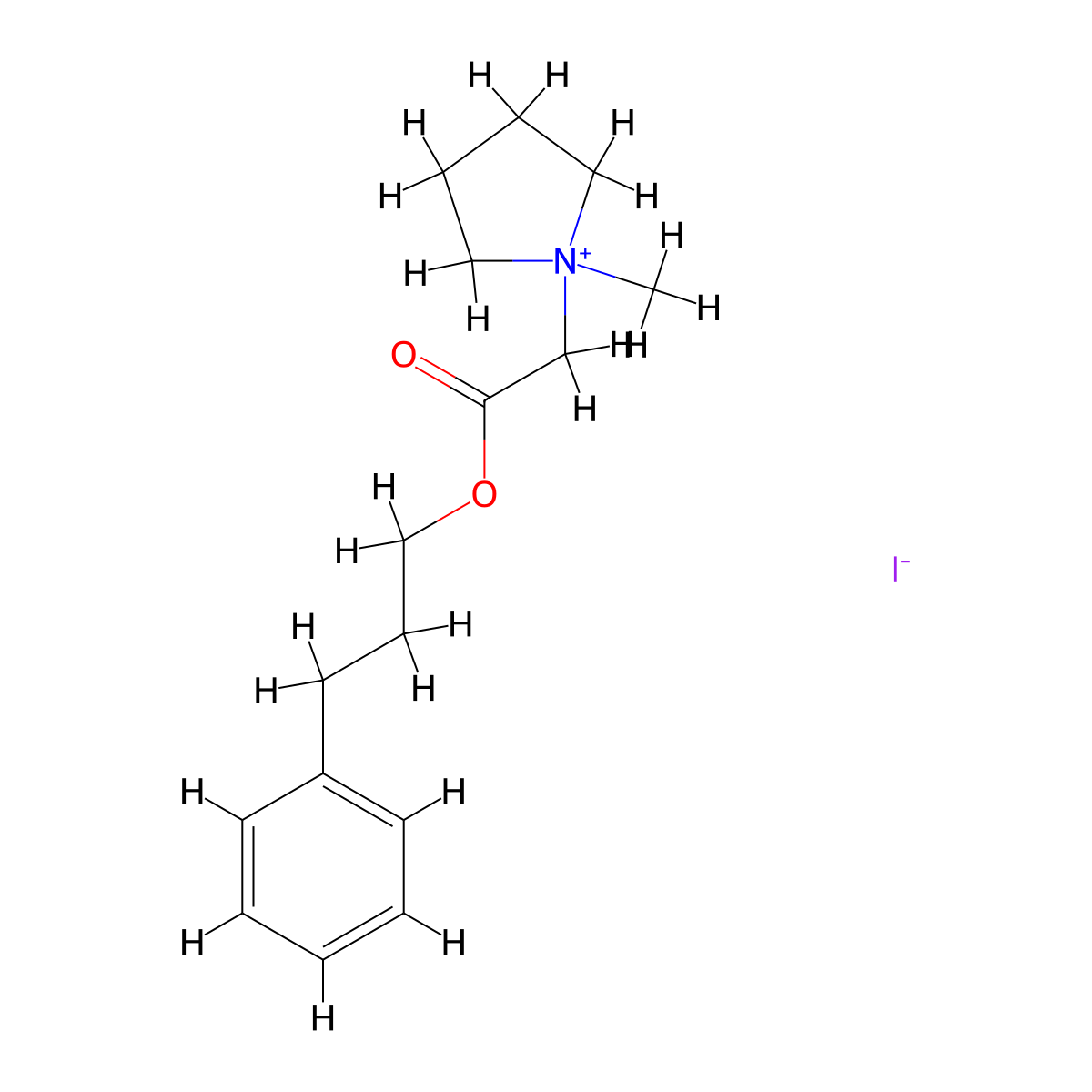 1-Methyl-1-(3-phenyl-propoxycarbonylmethyl)-pyrrolidinium molecular structure, CAS 1036308-58-3